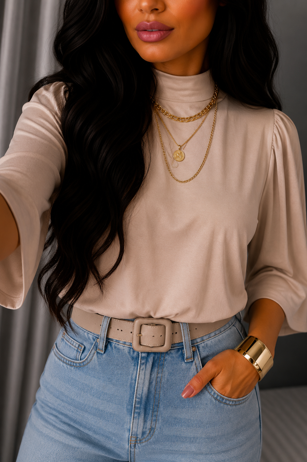 2767 Blusa Cropped Chely manga 3/4
