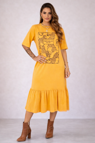 1273 Vestido Jaina midi manga curta com bolso
