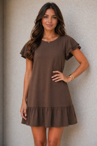 2671 Vestido Jones curto manga curta babado