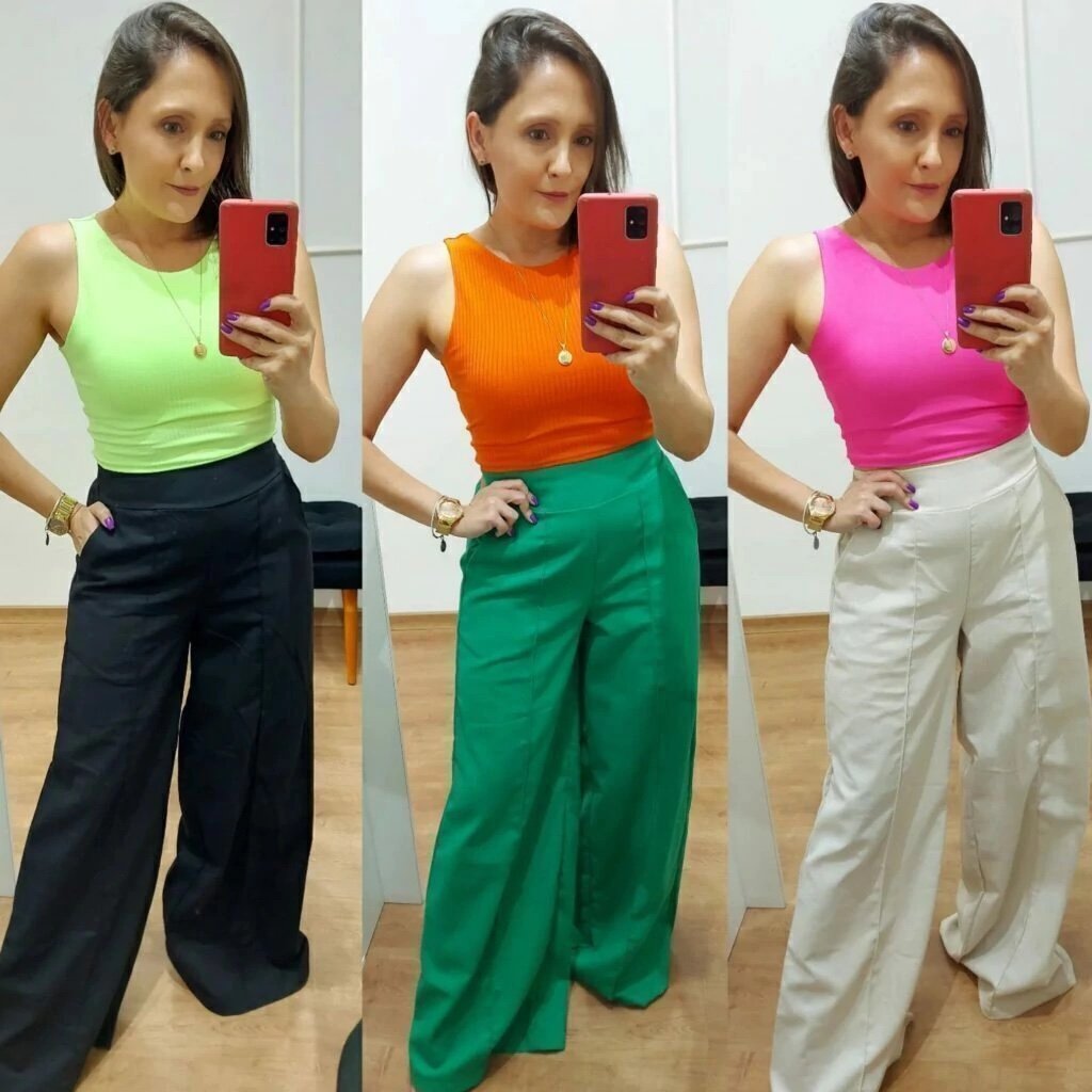 1765 Calça wide leg pantalona linhão - Imagem 4