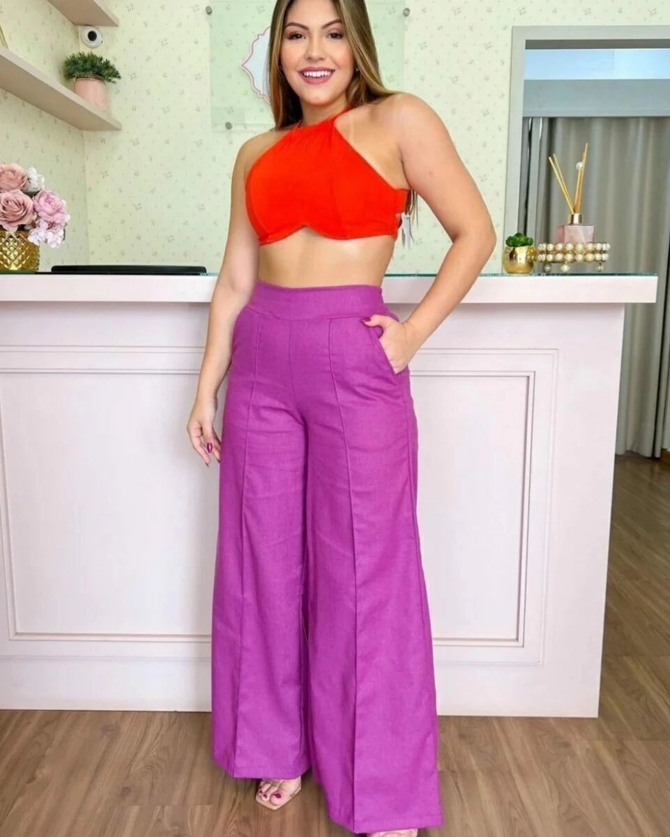 1765 Calça wide leg pantalona linhão - Imagem 2