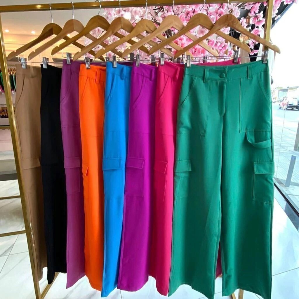 1679 Calça wide leg pantalona cargo alfaiataria - Imagem 11