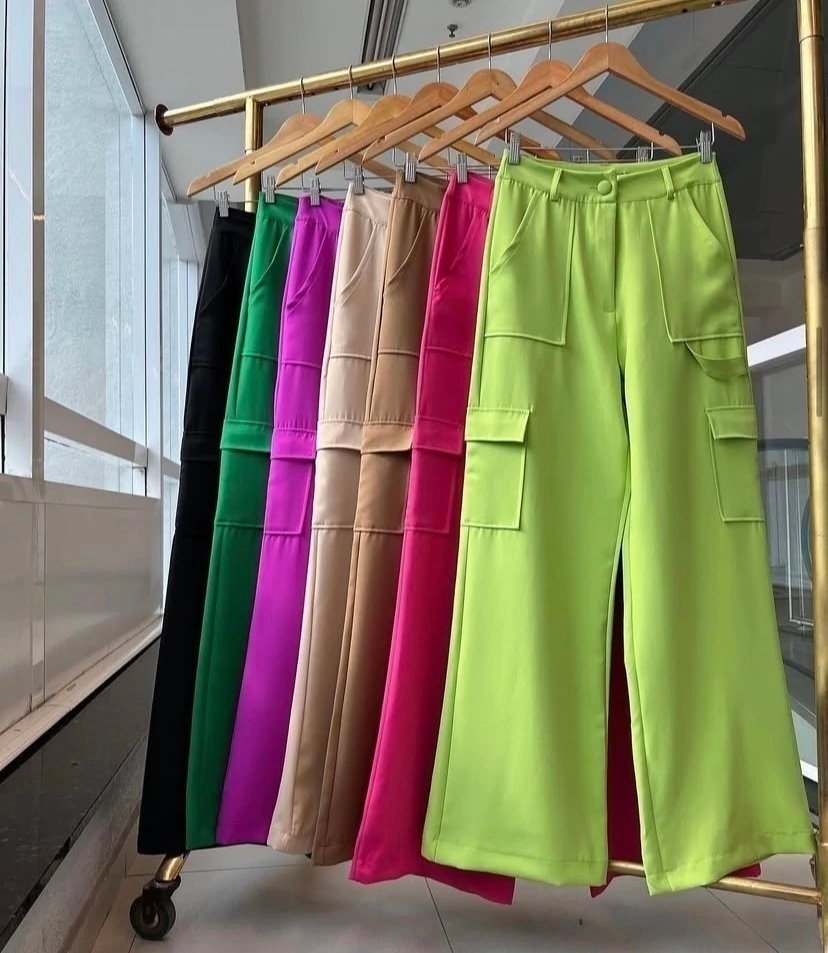 1679 Calça wide leg pantalona cargo alfaiataria - Imagem 12