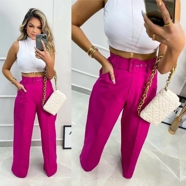 577 Calça skinny e pantalona cinto encapado alfaiataria - Imagem 10