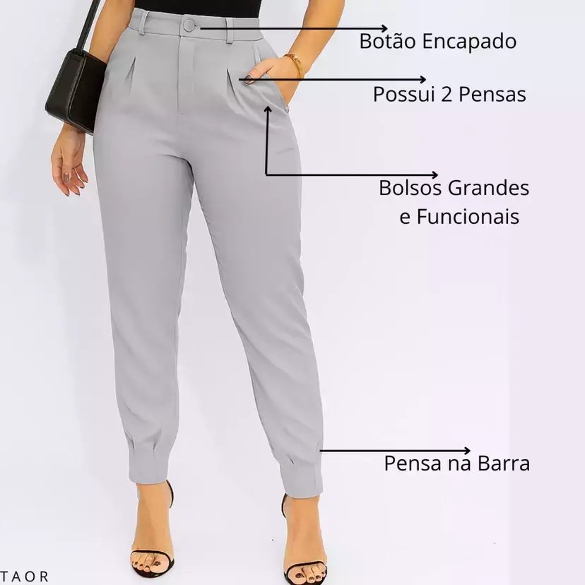 1614 Calça estilo Zara skinny cenoura pinça na barra alfaiataria - Imagem 2