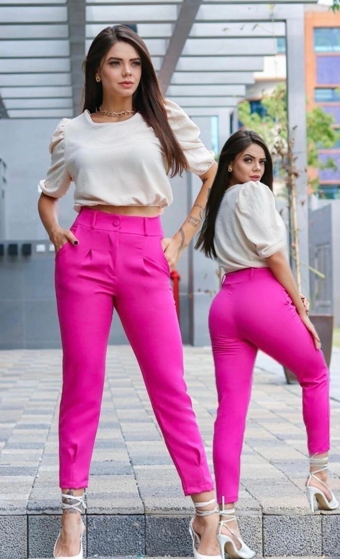 1614 Calça estilo Zara skinny cenoura pinça na barra alfaiataria - Imagem 3