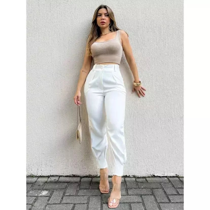 1732 Calça skinny cenoura estilo Zara com ziper na barra alfaiataria - Imagem 4