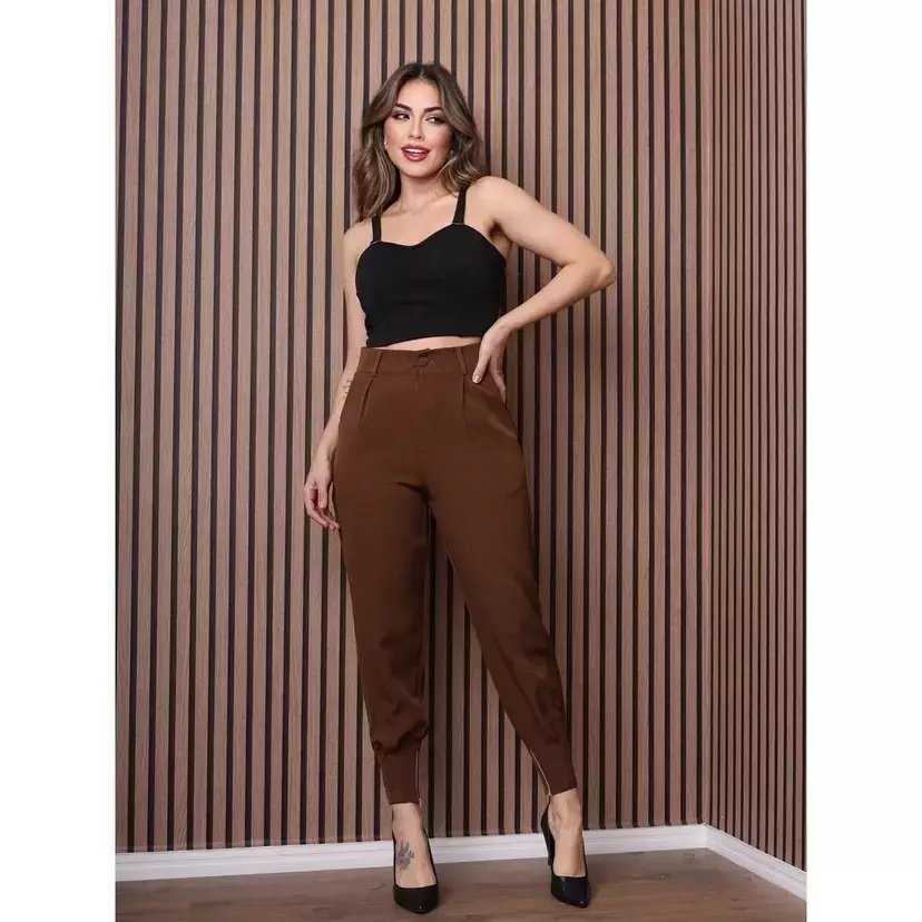 1732 Calça skinny cenoura estilo Zara com ziper na barra alfaiataria - Imagem 5