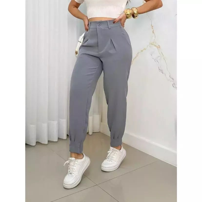 1732 Calça skinny cenoura estilo Zara com ziper na barra alfaiataria - Imagem 6