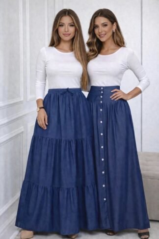 1860 Saia longa 3 marias e godê botão Paris