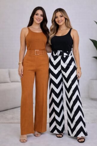 1754 Calça pantalona cinto fivela duna