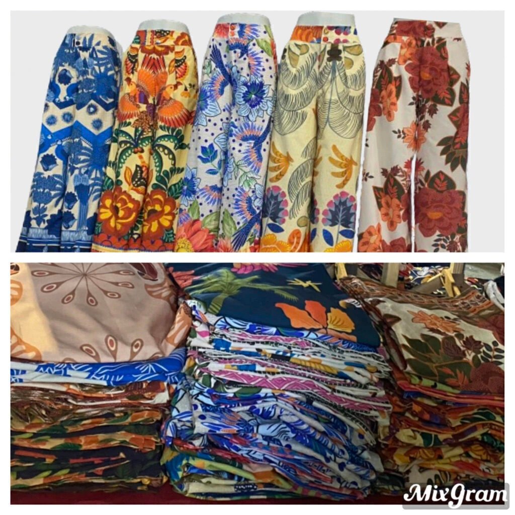 2519 Calça wide leg pantalona botão estampada estilo Farm - Imagem 17