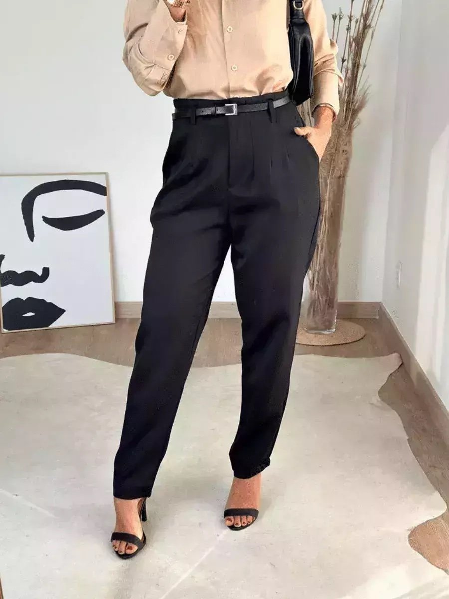 2114 Calça estilo Zara skinny e wide leg pantalona zíper - Imagem 8