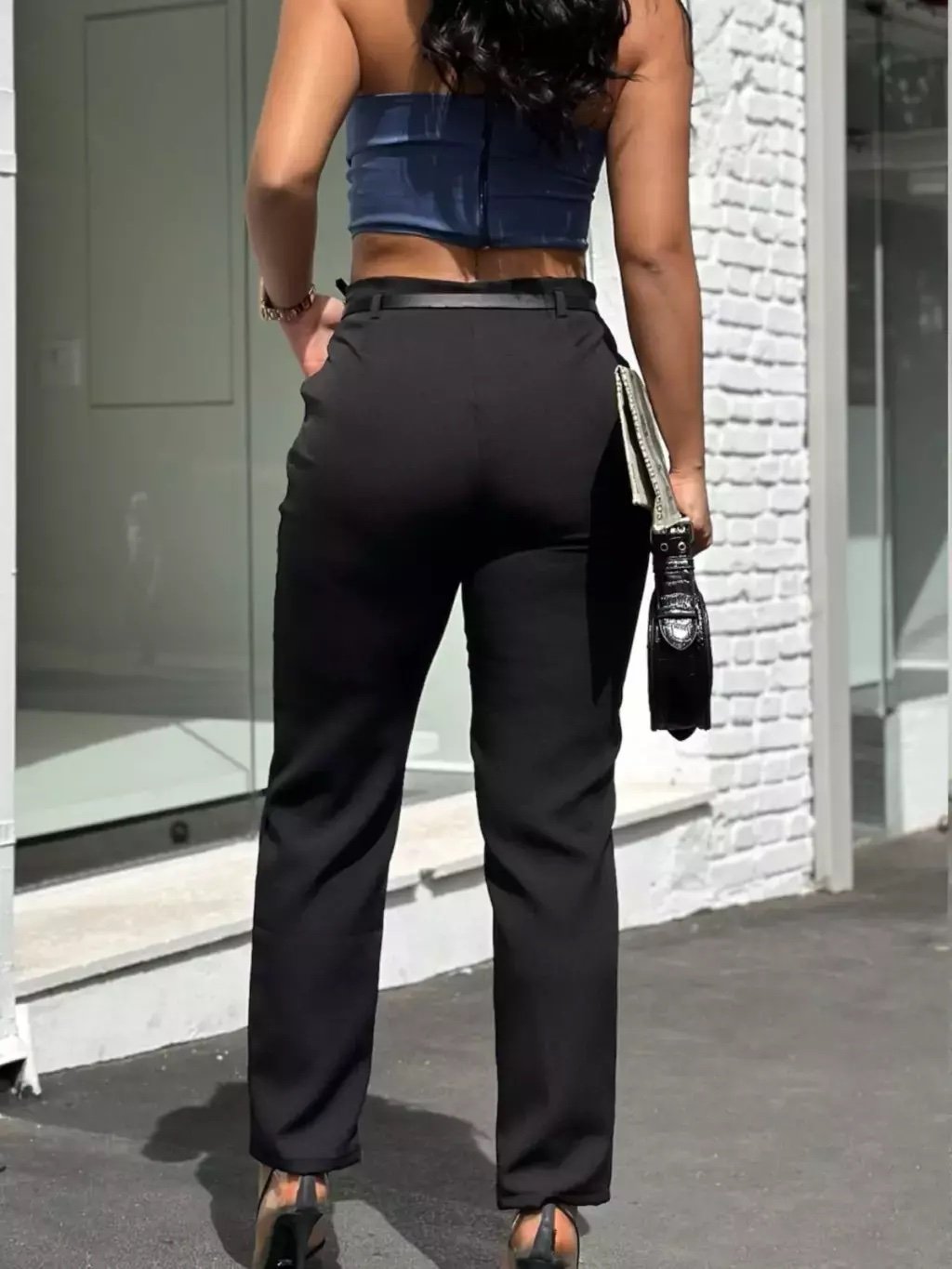2114 Calça estilo Zara skinny e wide leg pantalona zíper - Imagem 9