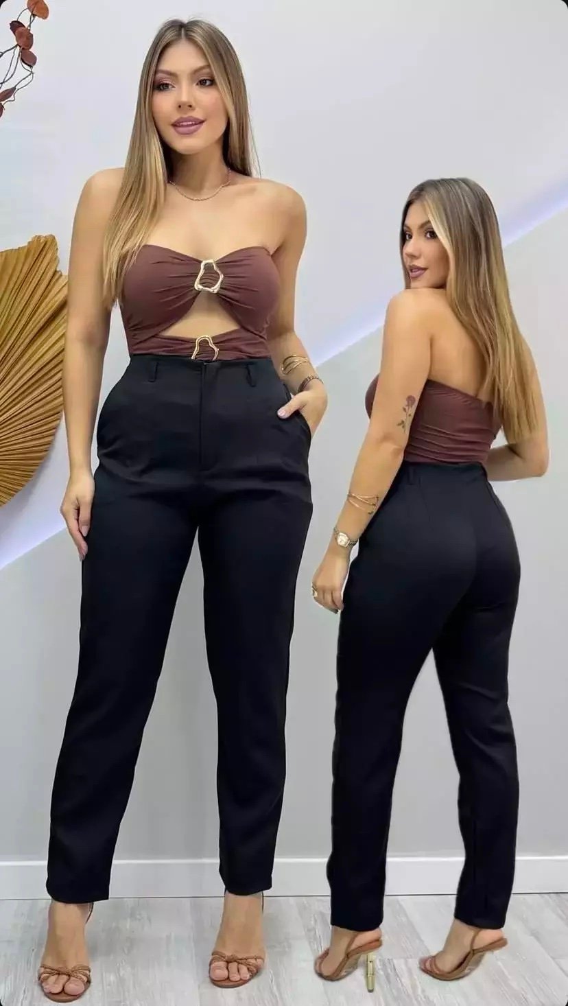 2114 Calça estilo Zara skinny e wide leg pantalona zíper - Imagem 10