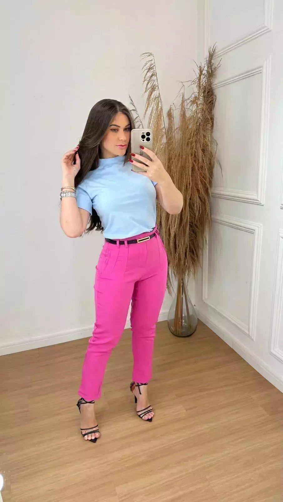 2114 Calça estilo Zara skinny e wide leg pantalona zíper - Imagem 12
