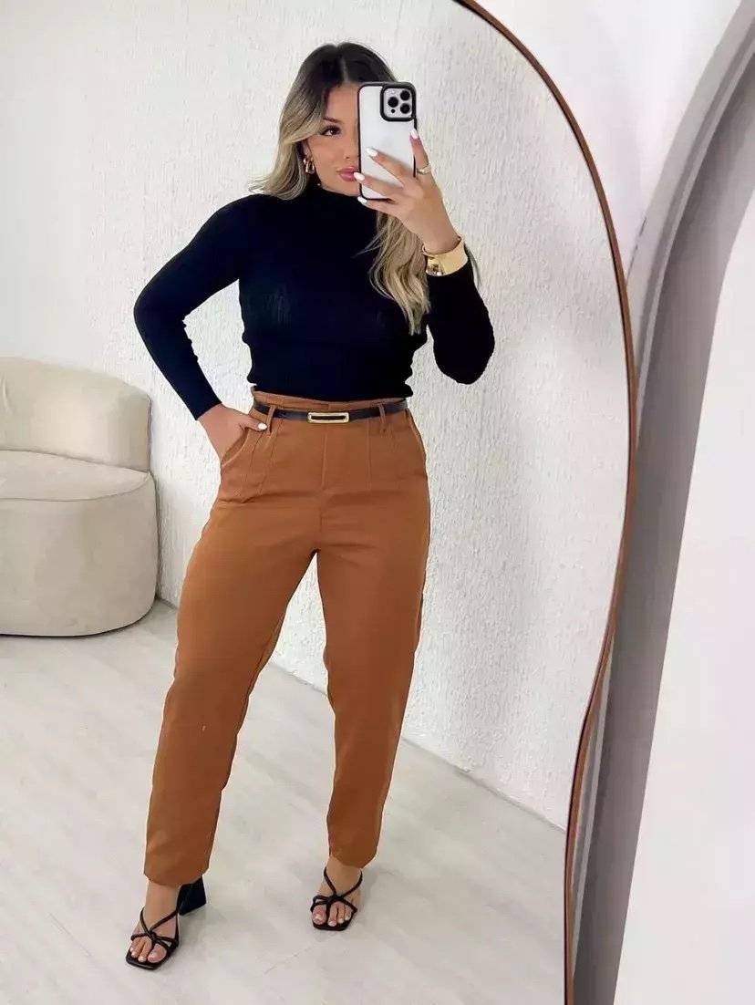 2114 Calça estilo Zara skinny e wide leg pantalona zíper - Imagem 13