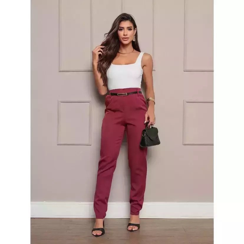 2114 Calça estilo Zara skinny e wide leg pantalona zíper - Imagem 17