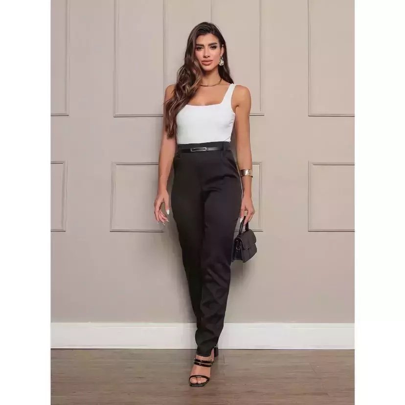 2114 Calça estilo Zara skinny e wide leg pantalona zíper - Imagem 18