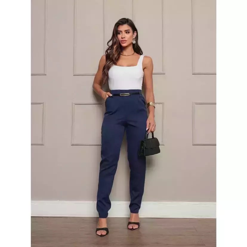 2114 Calça estilo Zara skinny e wide leg pantalona zíper - Imagem 20