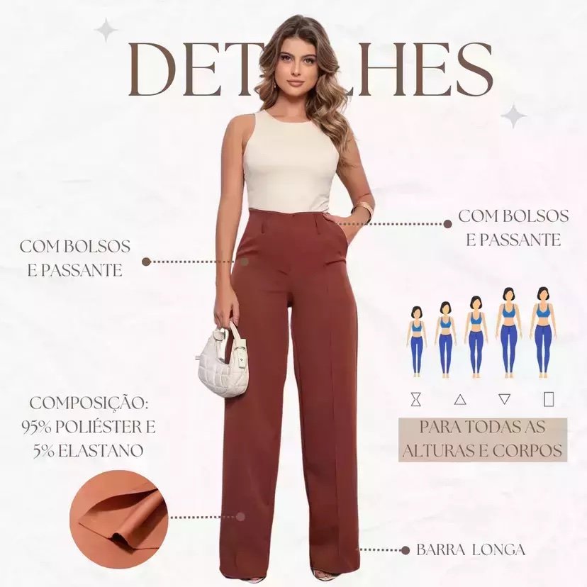 2114 Calça estilo Zara skinny e wide leg pantalona zíper - Imagem 2