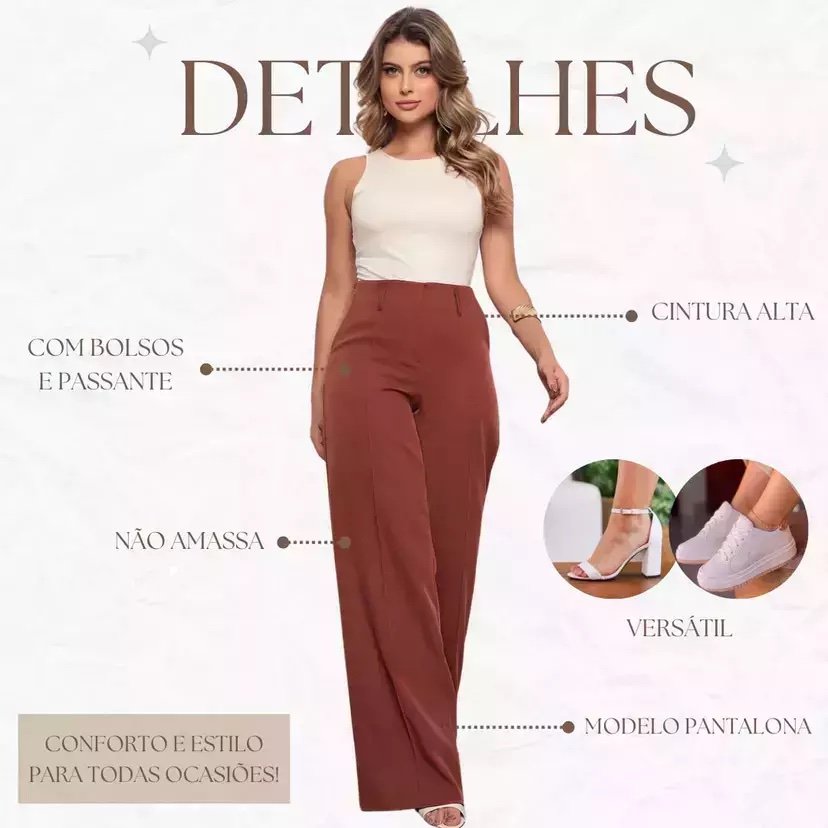 2114 Calça estilo Zara skinny e wide leg pantalona zíper - Imagem 3