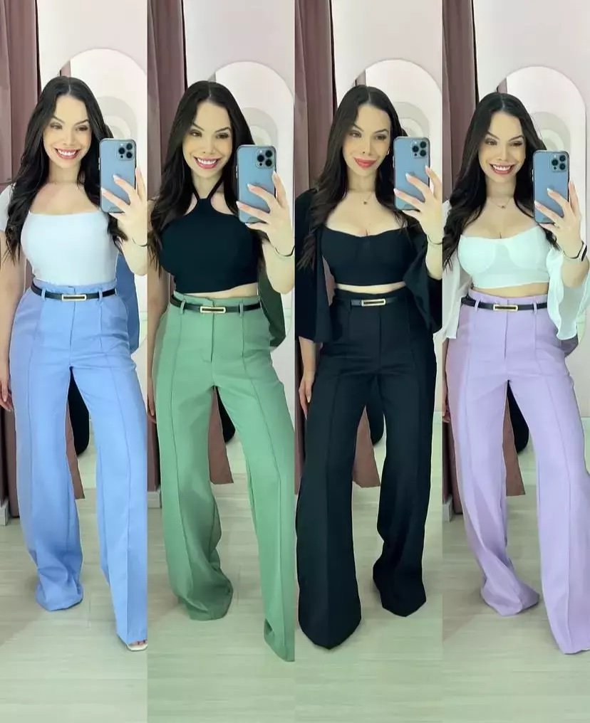 2114 Calça estilo Zara skinny e wide leg pantalona zíper - Imagem 21