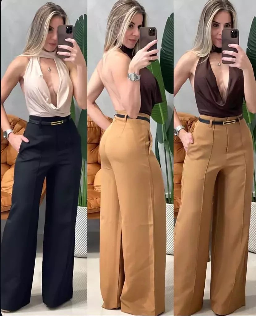 2114 Calça estilo Zara skinny e wide leg pantalona zíper - Imagem 24