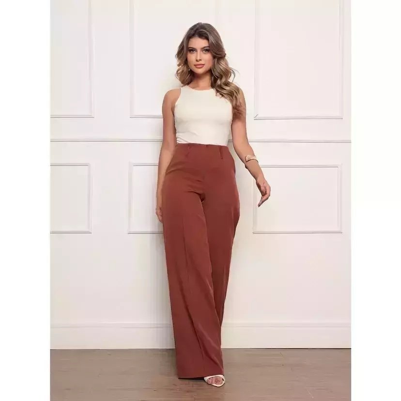 2114 Calça estilo Zara skinny e wide leg pantalona zíper - Imagem 28