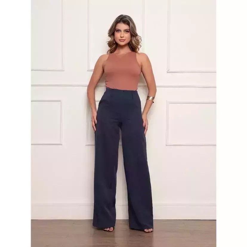 2114 Calça estilo Zara skinny e wide leg pantalona zíper - Imagem 29
