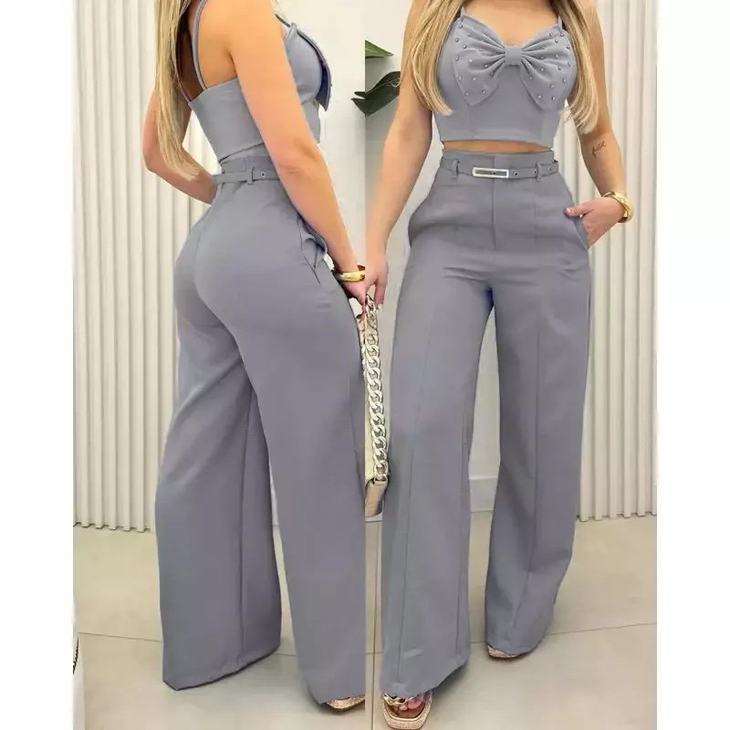 2452 Calça estilo Zara skinny e wide leg pantalona cinto encapado - Imagem 7