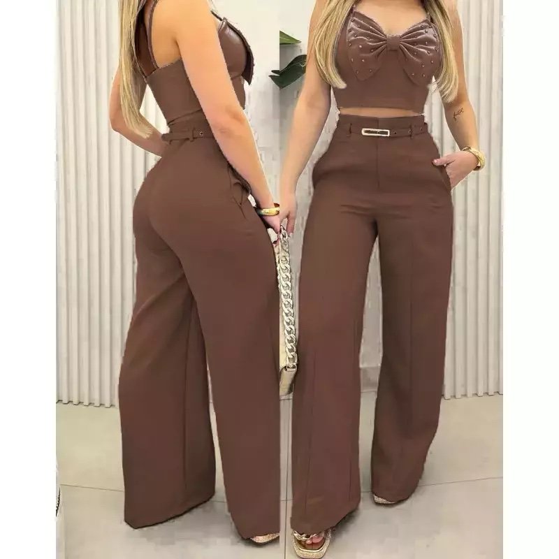 2452 Calça estilo Zara skinny e wide leg pantalona cinto encapado - Imagem 9