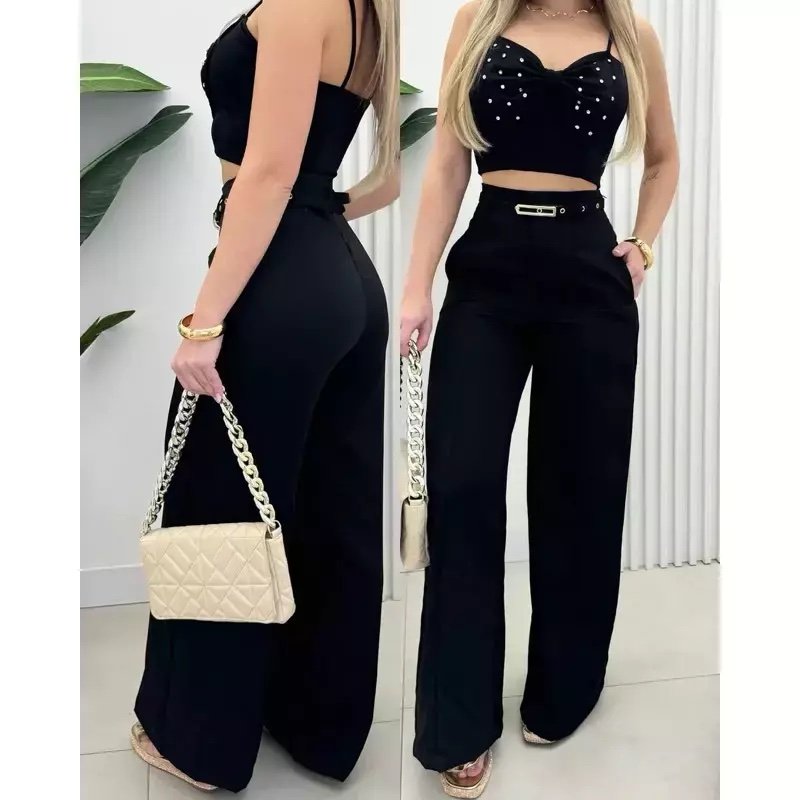 2452 Calça estilo Zara skinny e wide leg pantalona cinto encapado - Imagem 11