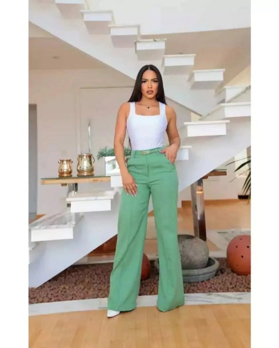 2452 Calça estilo Zara skinny e wide leg pantalona cinto encapado - Imagem 14