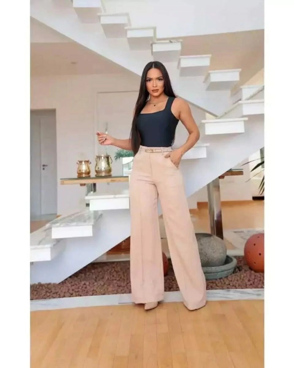 2452 Calça estilo Zara skinny e wide leg pantalona cinto encapado - Imagem 15