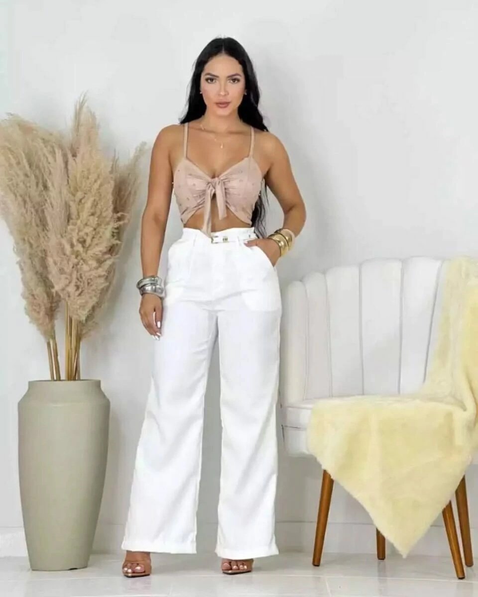 2452 Calça estilo Zara skinny e wide leg pantalona cinto encapado - Imagem 16