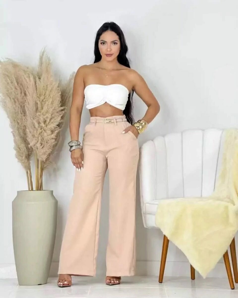 2452 Calça estilo Zara skinny e wide leg pantalona cinto encapado - Imagem 18