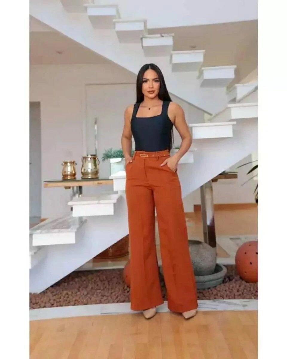 2452 Calça estilo Zara skinny e wide leg pantalona cinto encapado - Imagem 19