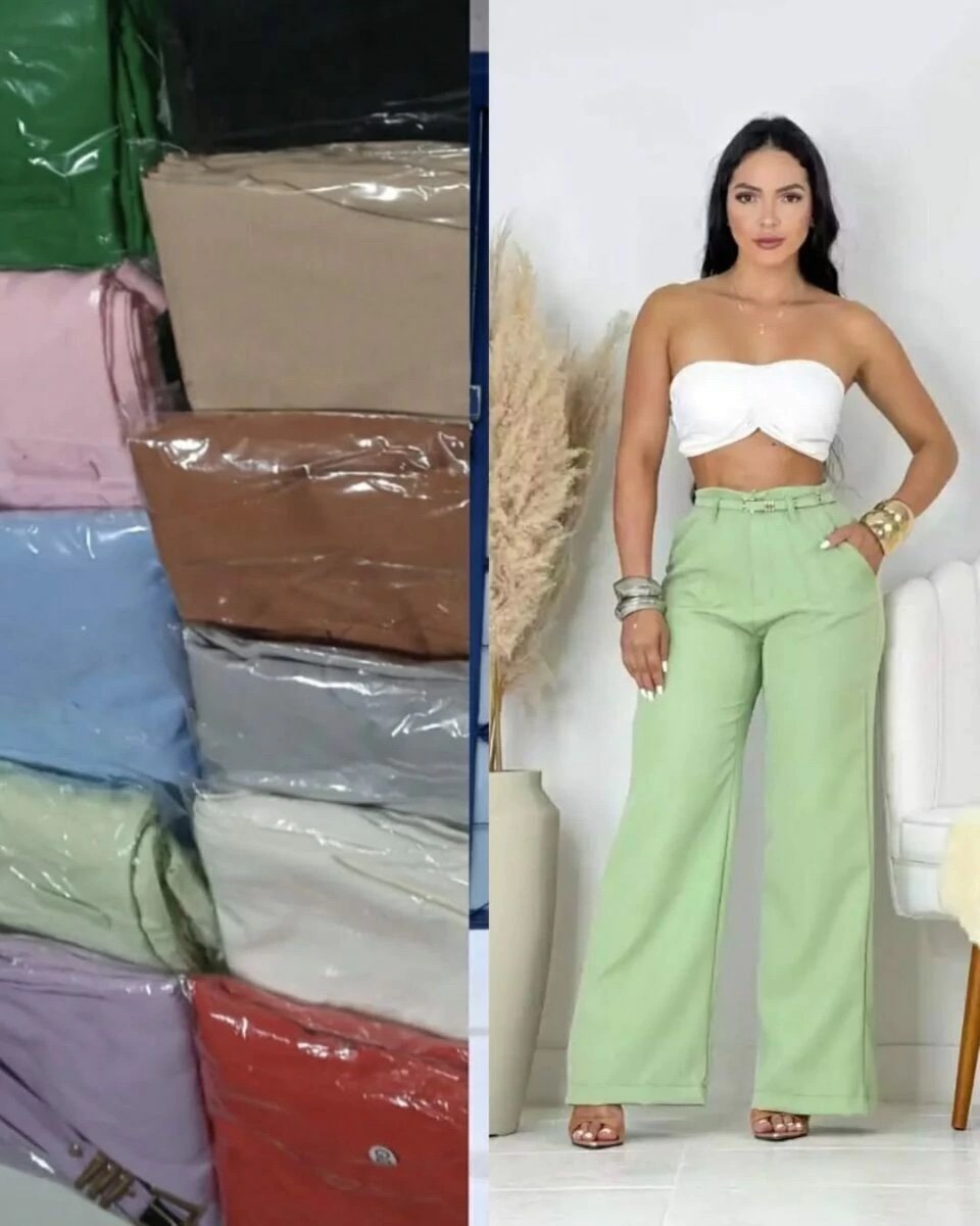 2452 Calça estilo Zara skinny e wide leg pantalona cinto encapado - Imagem 30