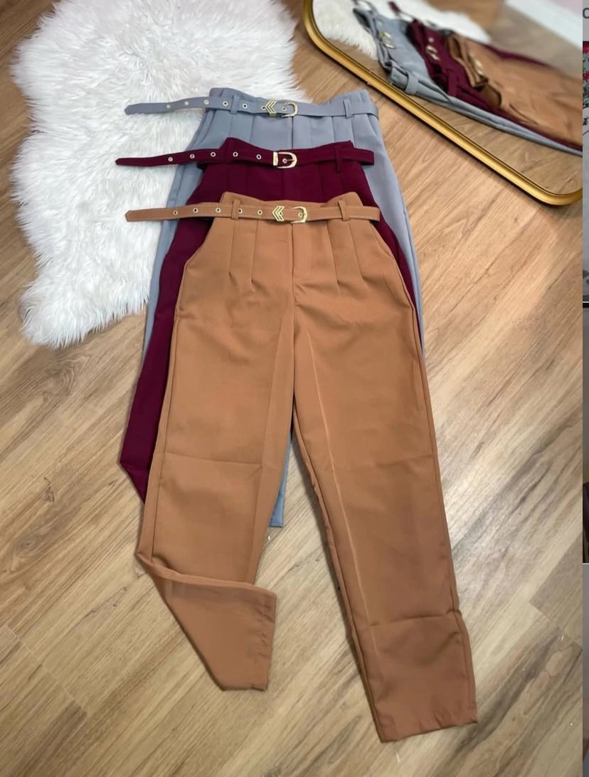 2452 Calça estilo Zara skinny e wide leg pantalona cinto encapado - Imagem 34