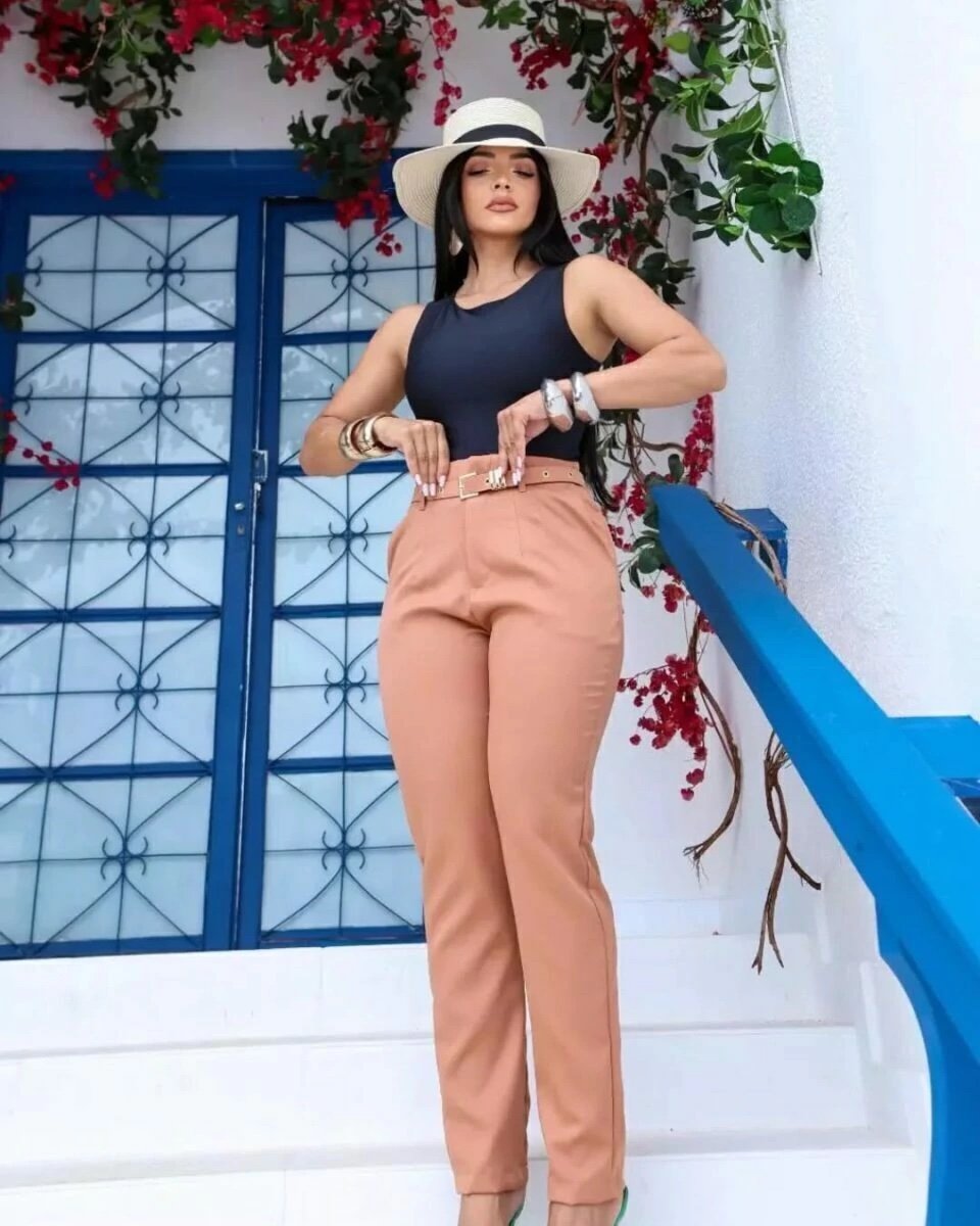 2452 Calça estilo Zara skinny e wide leg pantalona cinto encapado - Imagem 26