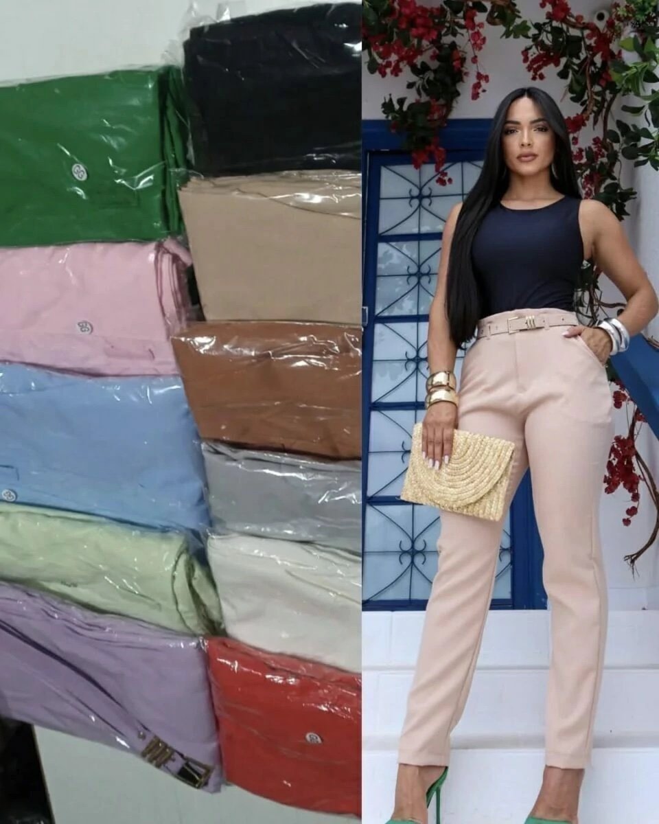 2452 Calça estilo Zara skinny e wide leg pantalona cinto encapado - Imagem 31