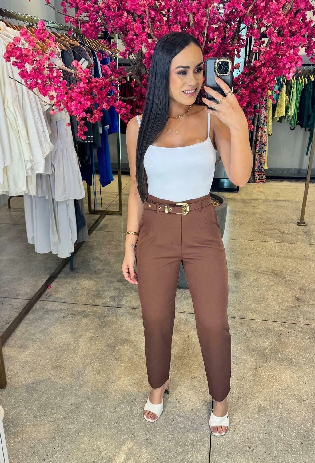 2452 Calça estilo Zara skinny e wide leg pantalona cinto encapado - Imagem 29