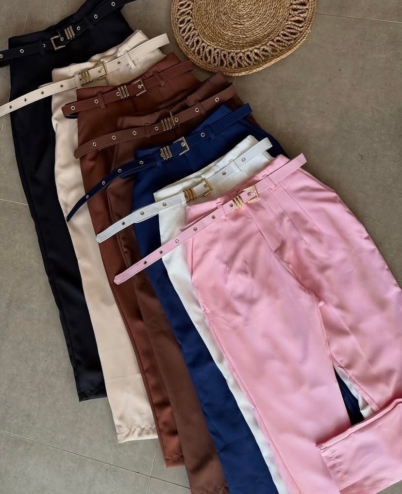 2452 Calça estilo Zara skinny e wide leg pantalona cinto encapado - Imagem 36