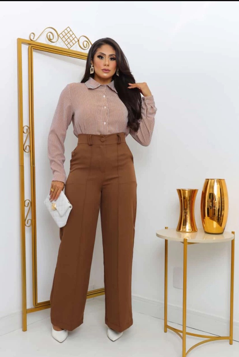 1962 Calça estilo Zara skinny e wide leg pantalona botão - Imagem 3