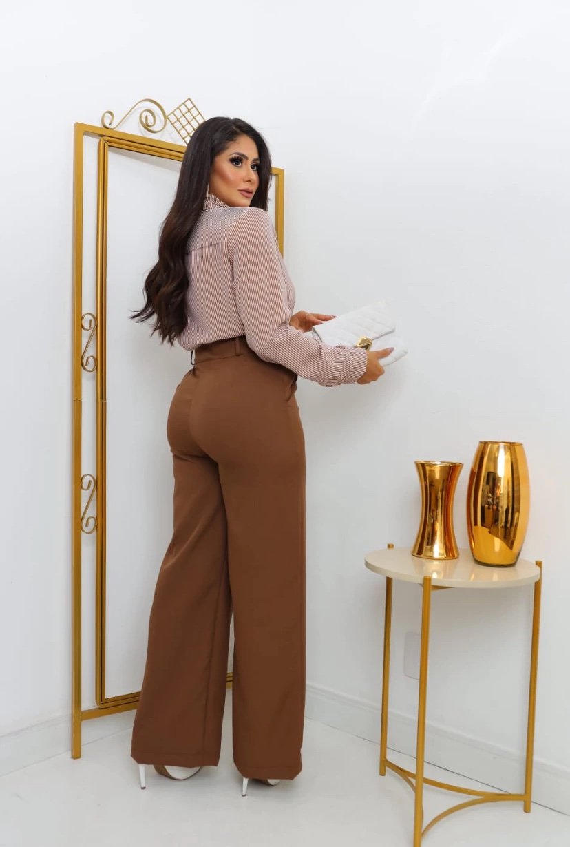 1962 Calça estilo Zara skinny e wide leg pantalona botão - Imagem 4