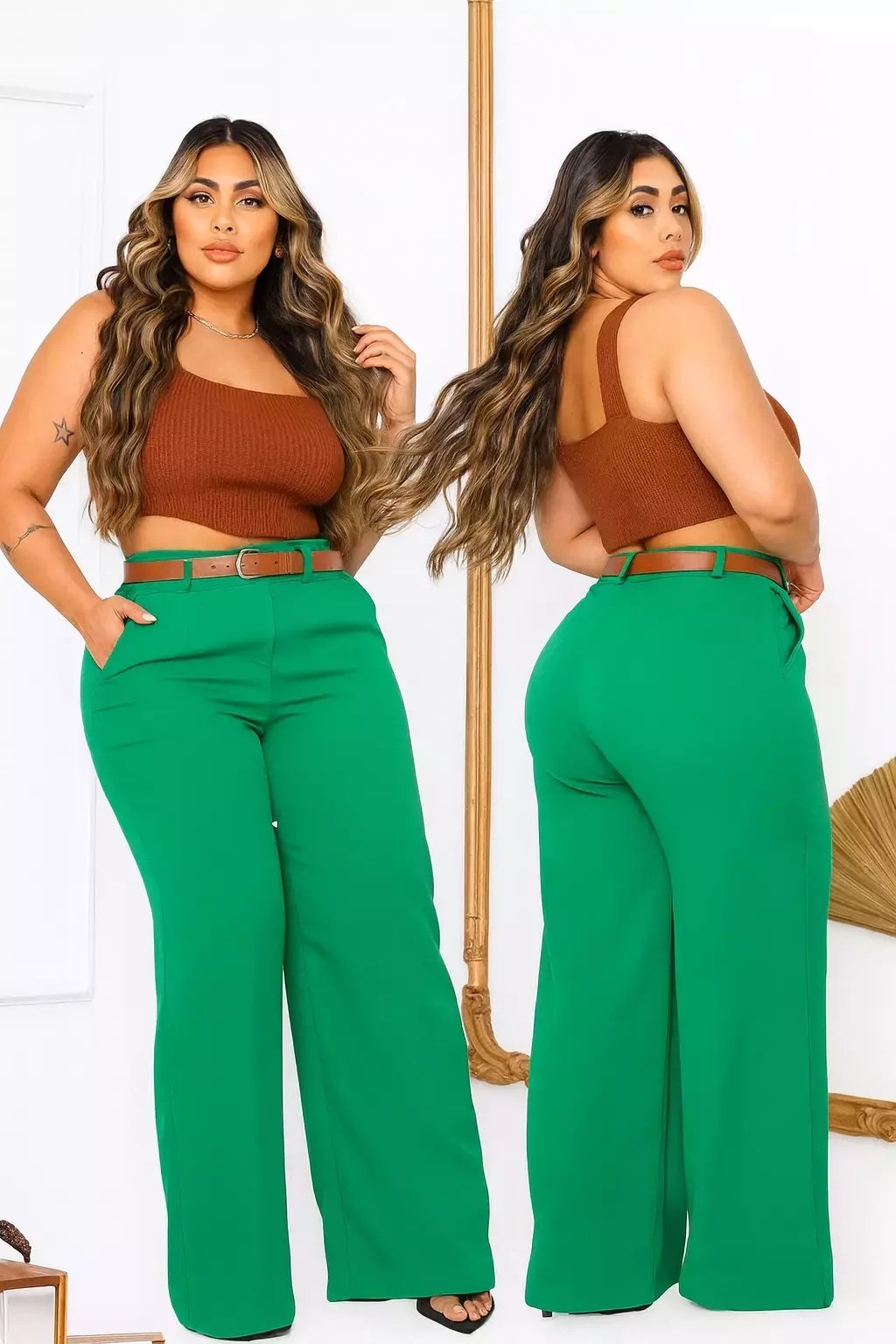 1962 Calça estilo Zara skinny e wide leg pantalona botão - Imagem 5