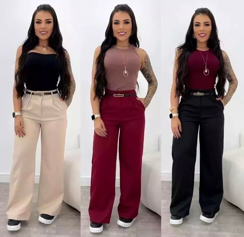1962 Calça estilo Zara skinny e wide leg pantalona botão - Imagem 8