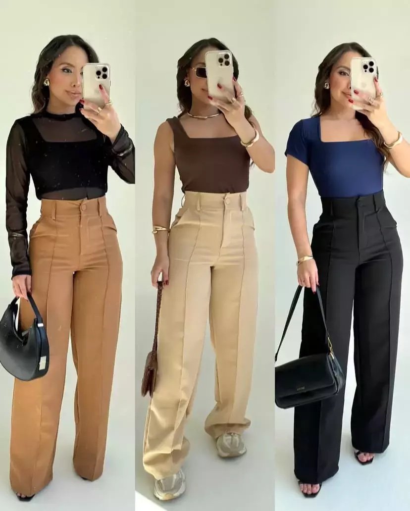 1962 Calça estilo Zara skinny e wide leg pantalona botão - Imagem 9