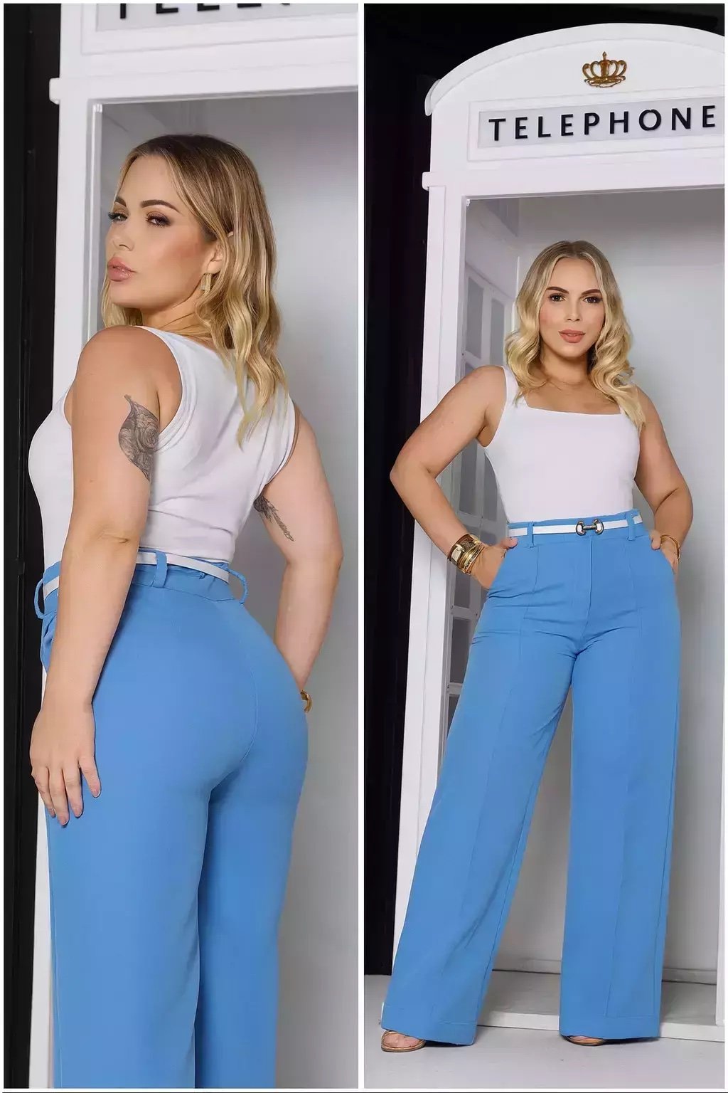 1962 Calça estilo Zara skinny e wide leg pantalona botão - Imagem 10